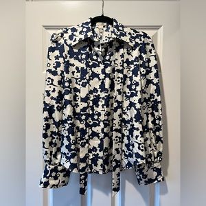 Navy/Ivory Floral Silk Blouse by Marc Jacobs